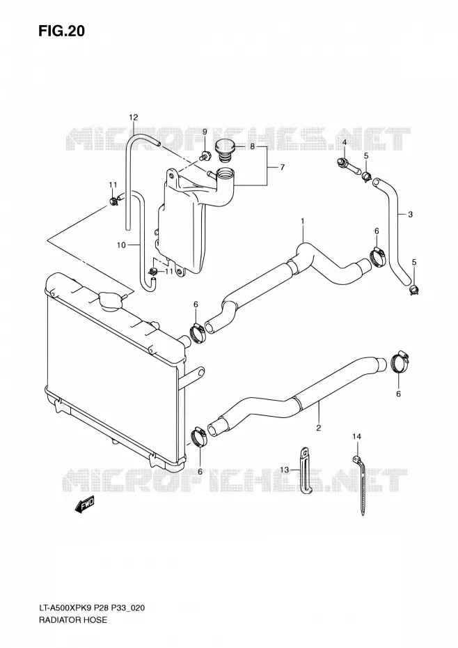 DURITE DE RADIATEUR Suzuki QUAD 500 KINGQUAD 2010  LT-A500XP L0/LT-A500XPZ L0 (P28,P33)
