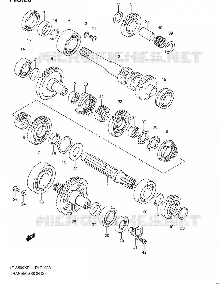 TRANSMISSION (2) Suzuki QUAD 500 KINGQUAD 2011  LT-A500XP L1 (P17,P24)