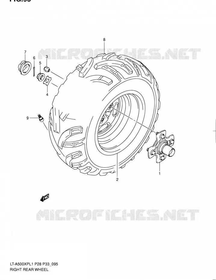 ROUE ARRIERE DROITE Suzuki QUAD 500 KINGQUAD 2011  LT-A500XP L1/LT-A500XPZ L1 (P03,P28,P33)