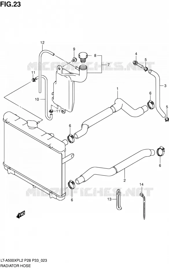 DURITE DE RADIATEUR Suzuki QUAD 500 KINGQUAD 2012  LT-A500XP L2/LT-A500XPZ L2 (P03,P28,P33)
