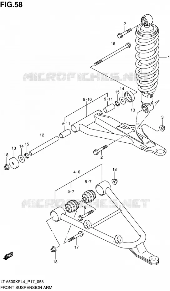 BRAS SUSPENSION AVANT Suzuki QUAD 500 KINGQUAD 2015  LT-A500XP L4/LT-A500XPZ L4 (P17)
