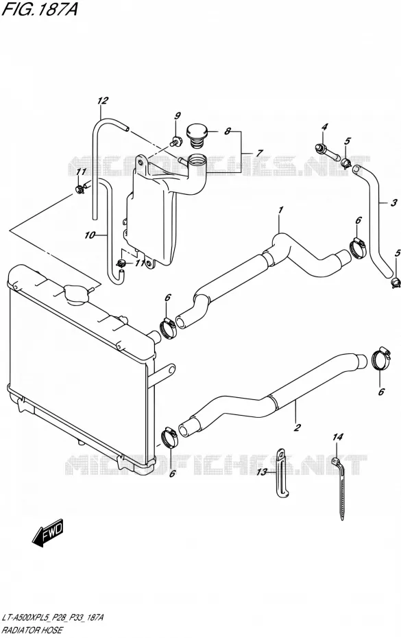 DURITE DE RADIATEUR Suzuki QUAD 500 KINGQUAD 2015  LT-A500XP L5/LT-A500XPZ L5 (P03,P28,P33)
