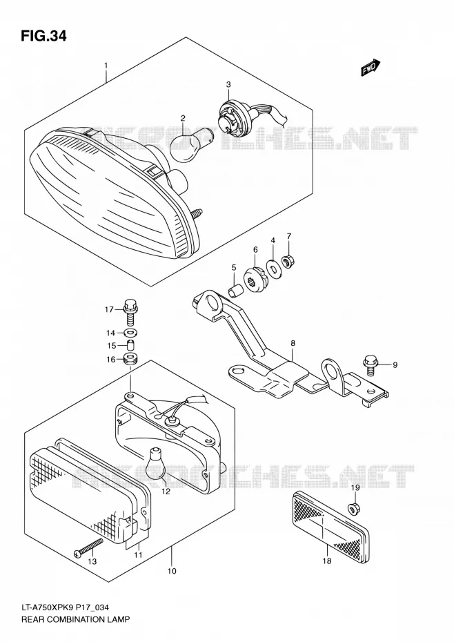 FEU ARRIERE (P17) Suzuki QUAD 750 KINGQUAD 2010  LT-A750XP L0 (P17,P24)