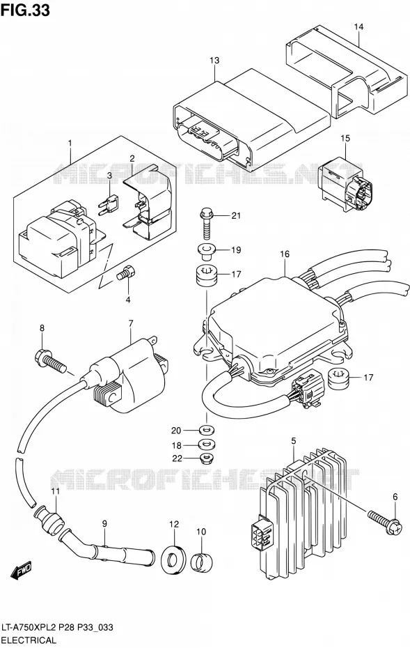 PARTIE ELECTRIQUE Suzuki QUAD 750 KINGQUAD 2012  LT-A750XP L2/LT-A750XPZ L2 (P03,P28,P33)