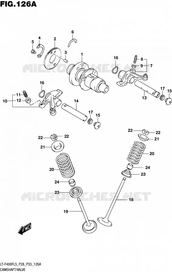 ARBRE A CAMES - VALVE Suzuki QUAD 400 KINGQUAD 2015  LT-F400F L5/LT-F400FZ L5 (P03,P28,P33)