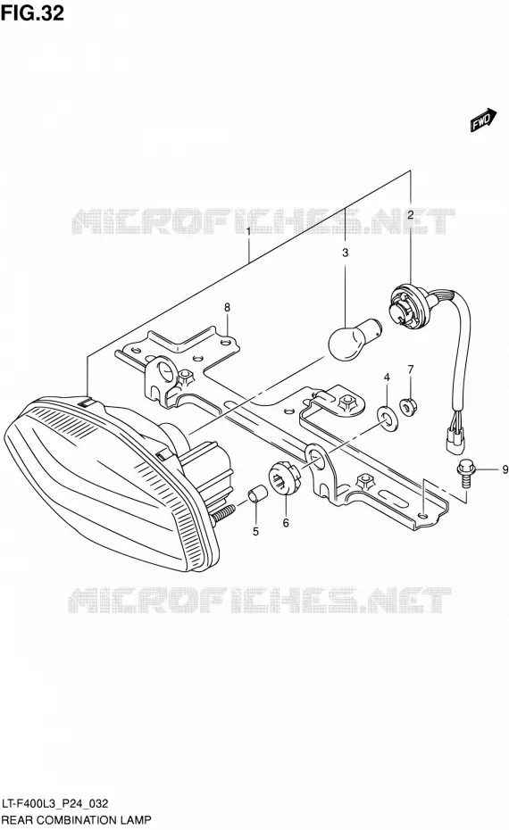 ENSEMBLE FEU ARRIERE Suzuki QUAD 400 KINGQUAD 2013  LT-F400 L3 (P24)