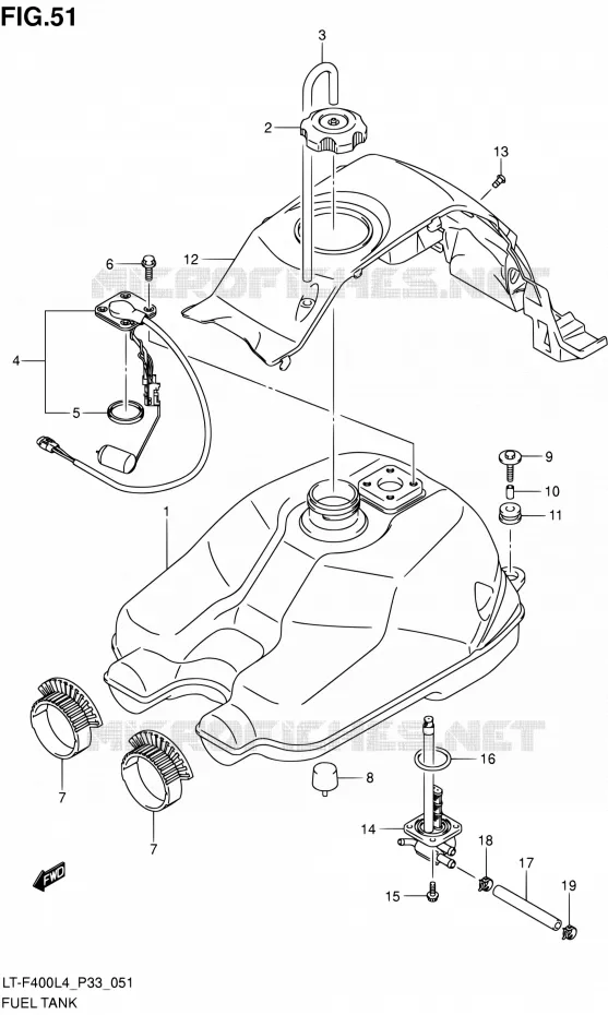 RESERVOIR D'ESSENCE Suzuki QUAD 400 KINGQUAD 2014  LT-F400 L4/LT-F400Z L4 (P03,P28,P33)