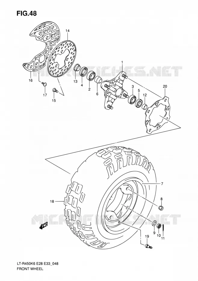 ROUE AVANT Suzuki QUAD 450 QUADRACER 2010  LT-R450 L0/LT-R450Z L0 (E28,E33)