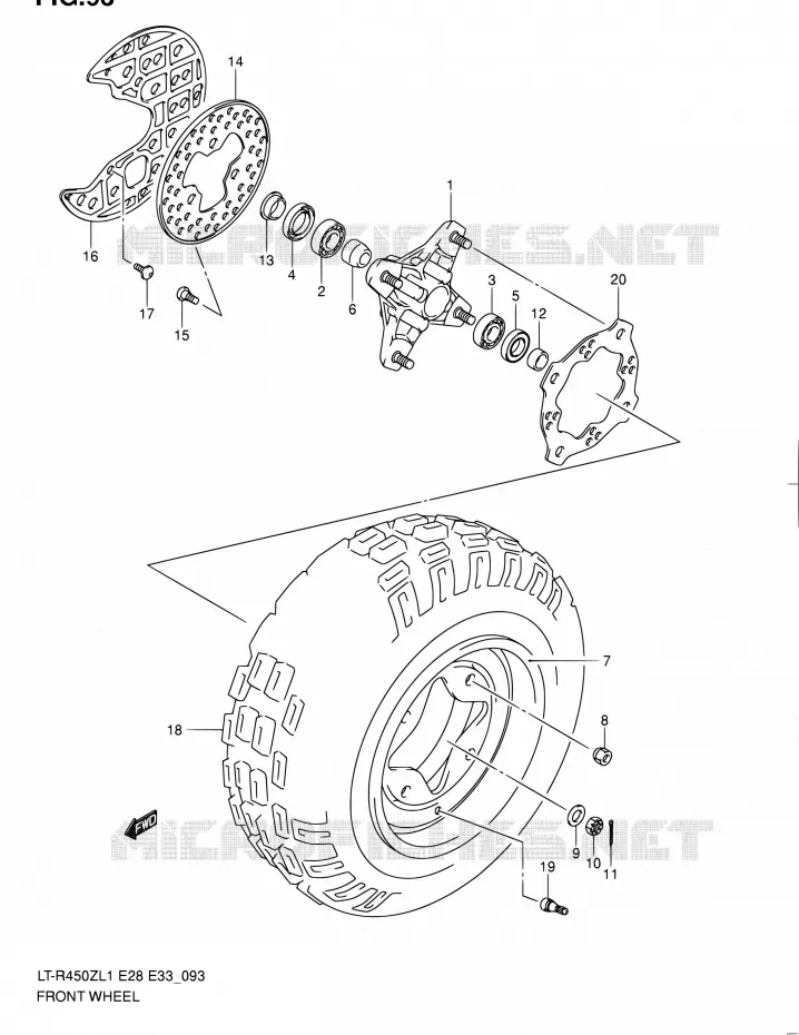 ROUE AVANT (LT-R450ZL1 E33) Suzuki QUAD 450 QUADRACER 2011  LT-R450 L1/LT-R450Z L1 (E03,E28,E33)