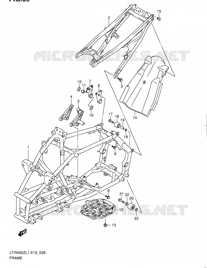 CADRE (LT-R450L1 E19) Suzuki QUAD 450 QUADRACER 2011  LT-R450 L1/LT-R450Z L1 (E19)