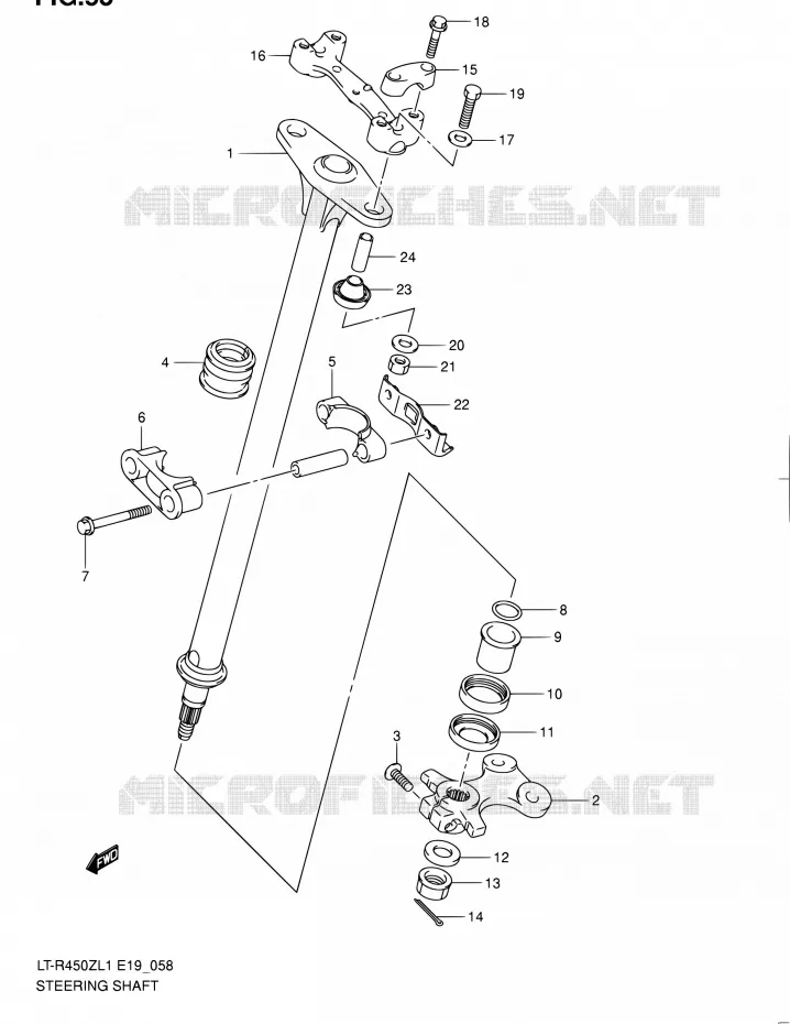 COLONNE DE DIRECTION Suzuki QUAD 450 QUADRACER 2011  LT-R450 L1/LT-R450Z L1 (E19)