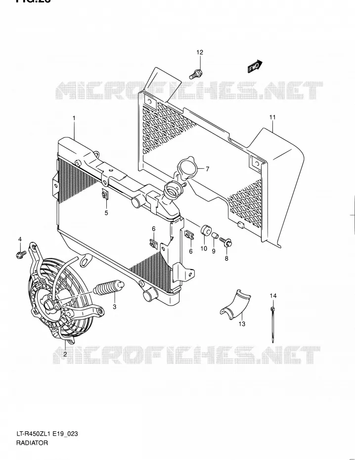 RADIATEUR Suzuki QUAD 450 QUADRACER 2011  LT-R450 L1/LT-R450Z L1 (E19)