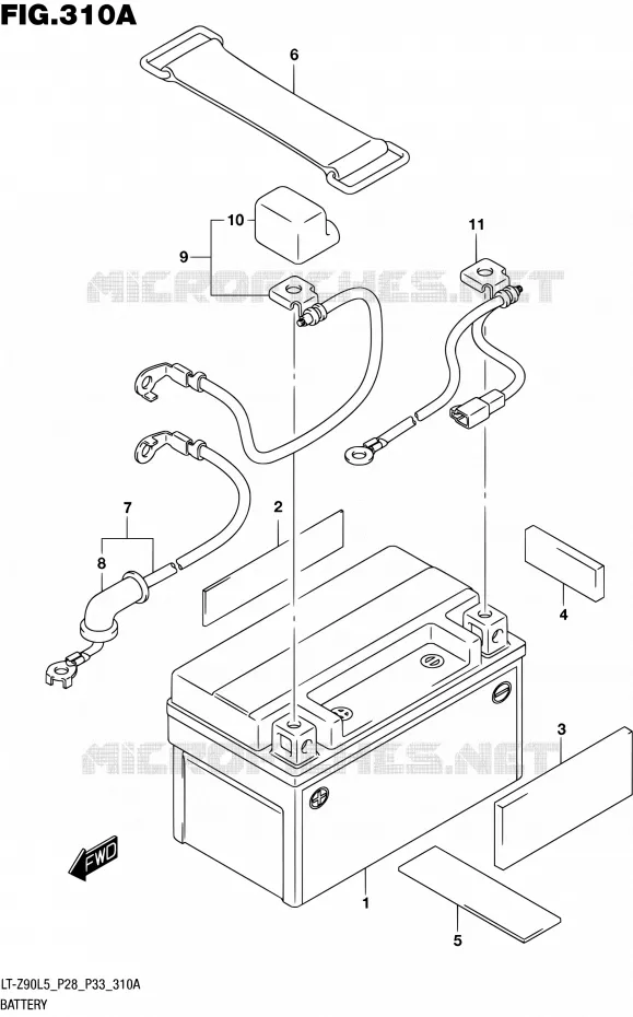 BATTERIE Suzuki QUAD 90 QUADSPORT 2015  LT-Z90 L5 (P03,P28,P33)