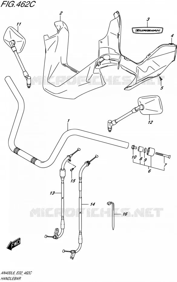 GUIDON (AN400AL6 E19) Suzuki SCOOTER 400 BURGMAN 2016  AN400A L6 (E19)
