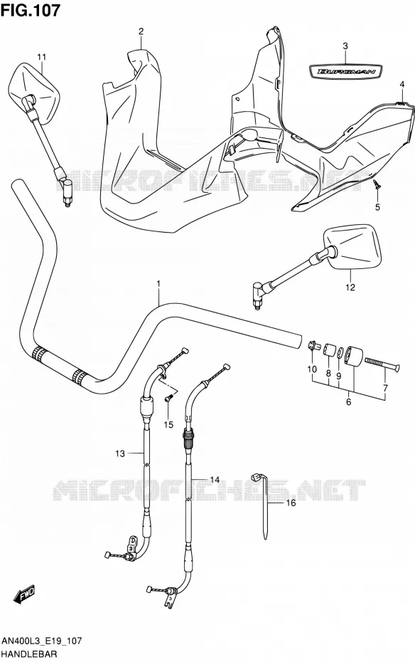 GUIDON (AN400AL3 E19) Suzuki SCOOTER 400 BURGMAN 2013  AN400 L3 (E19)