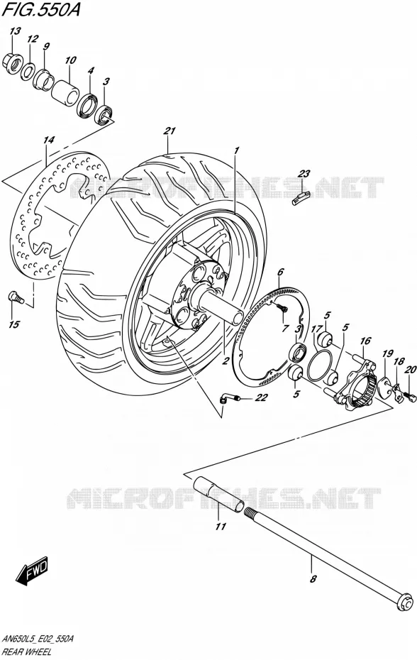 ROUE ARRIERE Suzuki SCOOTER 650 BURGMAN 2015  AN650A L5