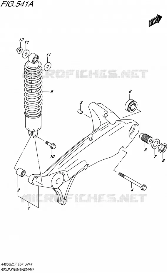 BRAS OSCILLANT ARRIERE Suzuki SCOOTER 650 BURGMAN 2017  AN650Z L7 (E51)