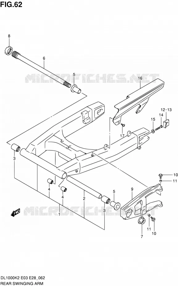 BRAS OSCILLANT ARRIERE Suzuki MOTO 1000 V-STROM 2003  DL1000 K3 (E03,E28,E33)
