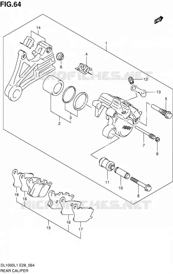 ETRIER DE FREIN ARRIERE Suzuki MOTO 1000 V-STROM 2011  DL1000 L1 (E03,E28,E33)