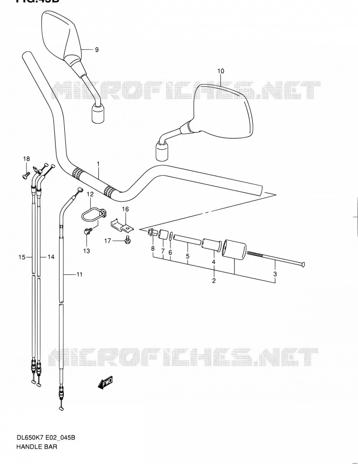 GUIDON (MODEL K9 P37/MODEL L0) Suzuki MOTO 650 V-STROM 2010  DL650A L0 (E02,E19,E24)