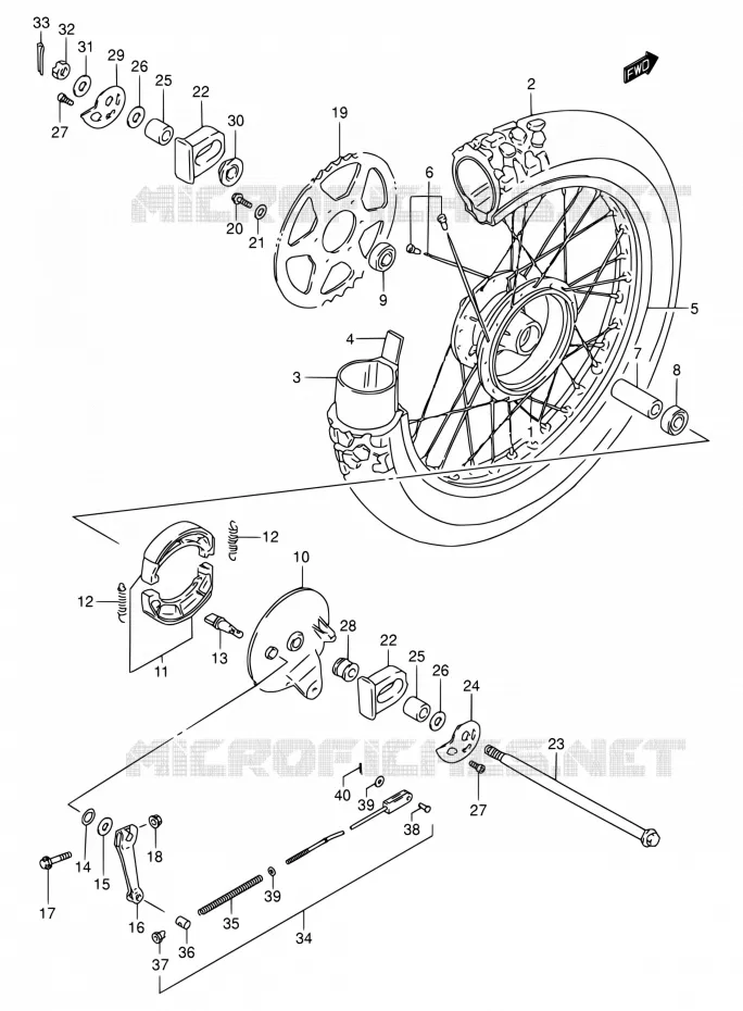 ROUE ARRIERE Suzuki MOTO 200 DR 2003  DR200SE K3 (E03,E28,E33)