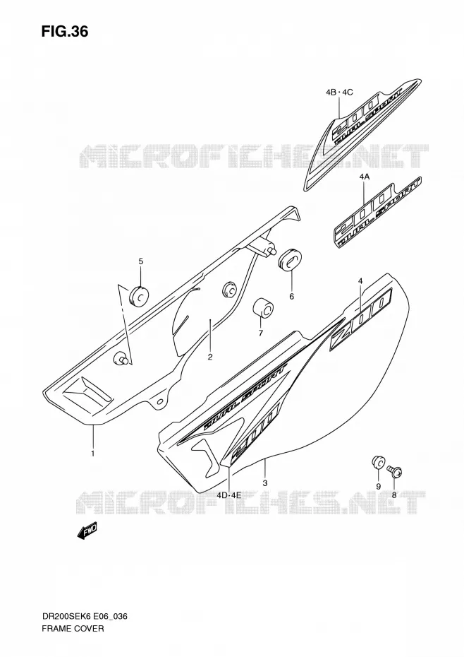 CARENAGES ARRIERE Suzuki MOTO 200 DR 2010  DR200SE L0 (E06,E24)