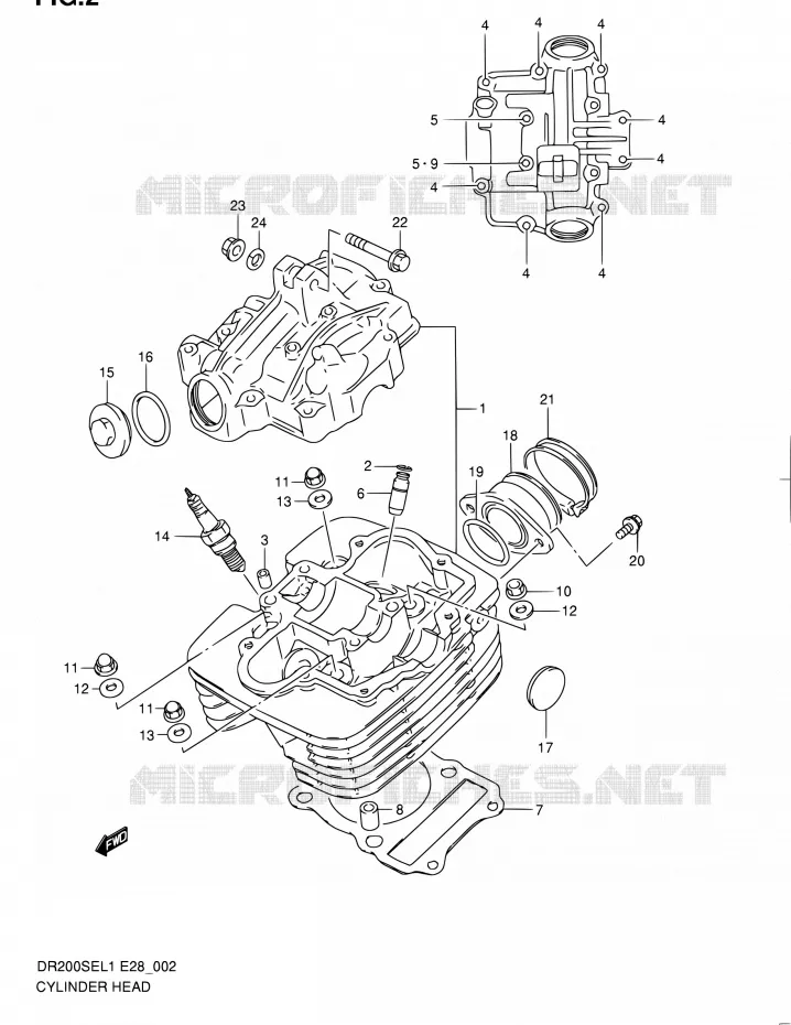 CULASSE Suzuki MOTO 200 DR 2011  DR200SE L1 (E03,E28,E33)