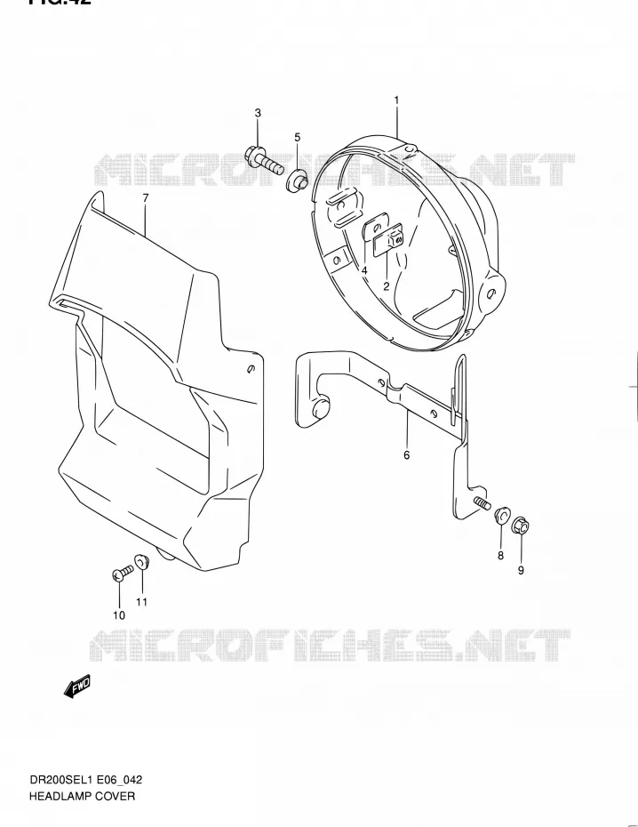 SUPPORT - CARENAGES DE PHARE Suzuki MOTO 200 DR 2011  DR200SE L1 (E06,E24)