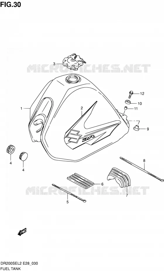 RESERVOIR D'ESSENCE Suzuki MOTO 200 DR 2012  DR200SE L2 (E03,E28,E33)
