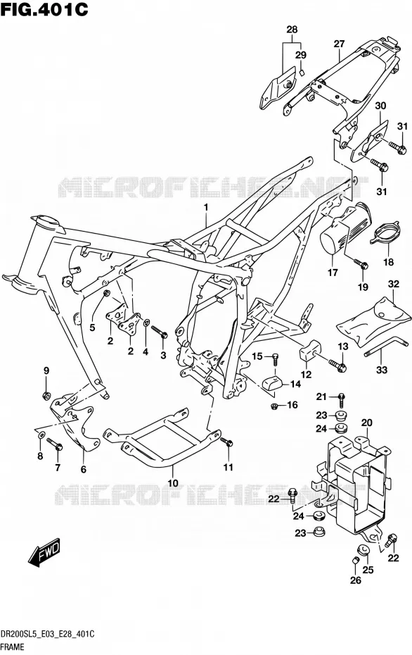 CADRE (DR200SL5 E33) Suzuki MOTO 200 DR 2015  DR200S L5 (E03,E28,E33)