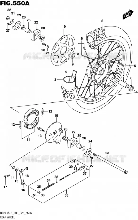 ROUE ARRIERE Suzuki MOTO 200 DR 2016  DR200S L6 (E03,E28,E33)