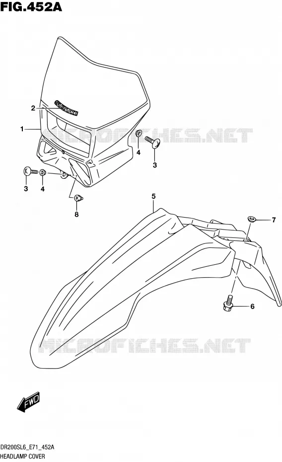 SUPPORT - CARENAGES DE PHARE Suzuki MOTO 200 DR 2016  DR200S L6 (E71)