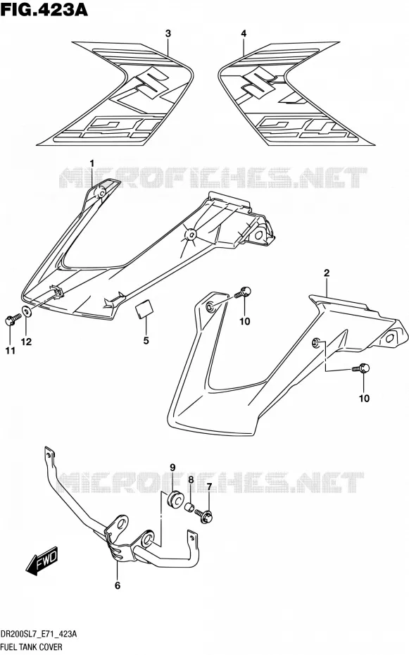 RESERVOIR D'ESSENCE - COUVERCLES (019) Suzuki MOTO 200 DR 2017  DR200S L7 (E71)