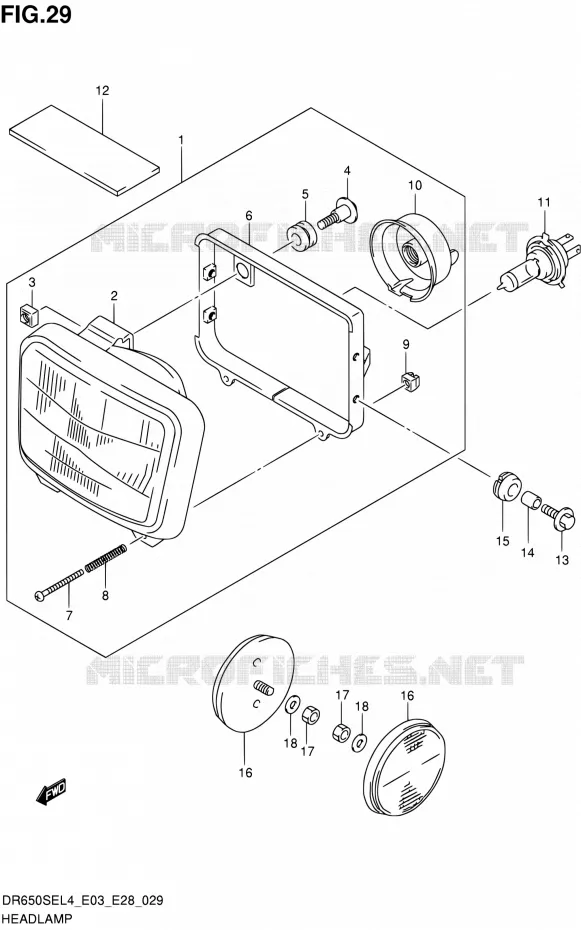PHARE Suzuki MOTO 650 DR 2014  DR650SE L4 (E03,E28,E33)