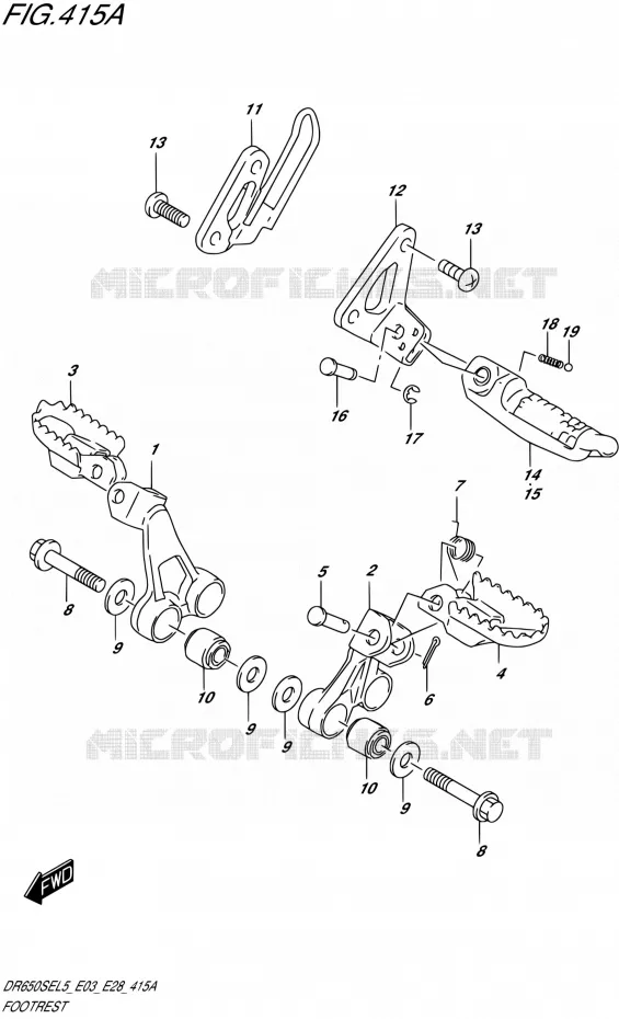 REPOSE PIED Suzuki MOTO 650 DR 2015  DR650SE L5 (E03,E28,E33)