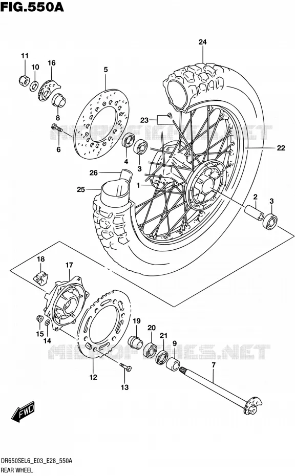 ROUE ARRIERE Suzuki MOTO 650 DR 2016  DR650SE L6 (E03,E28,E33)