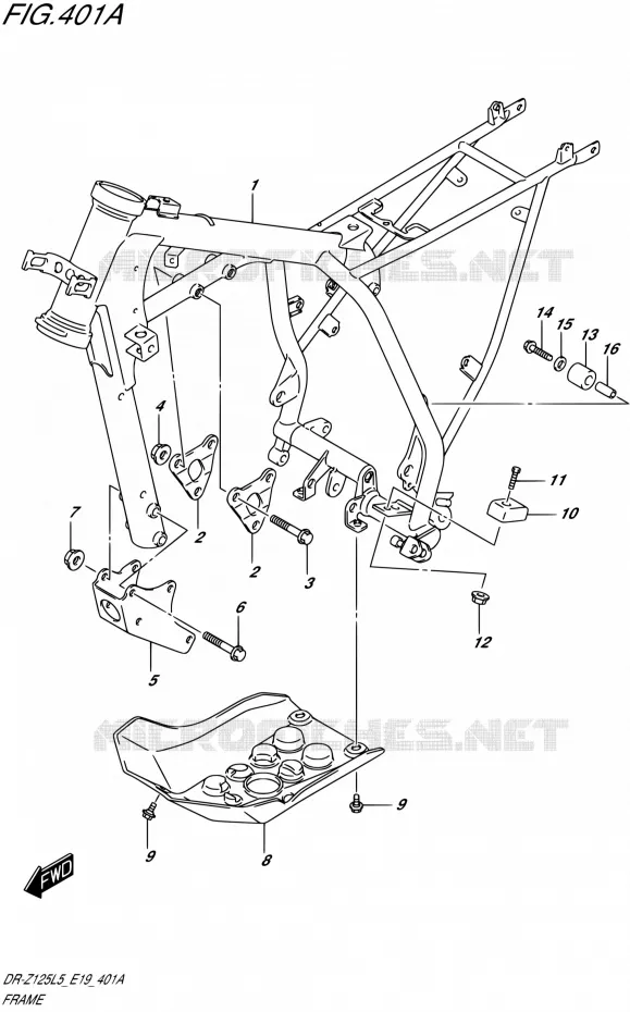 CADRE Suzuki MOTO 125 DR-Z 1995  DR-Z125L L5 (E19)