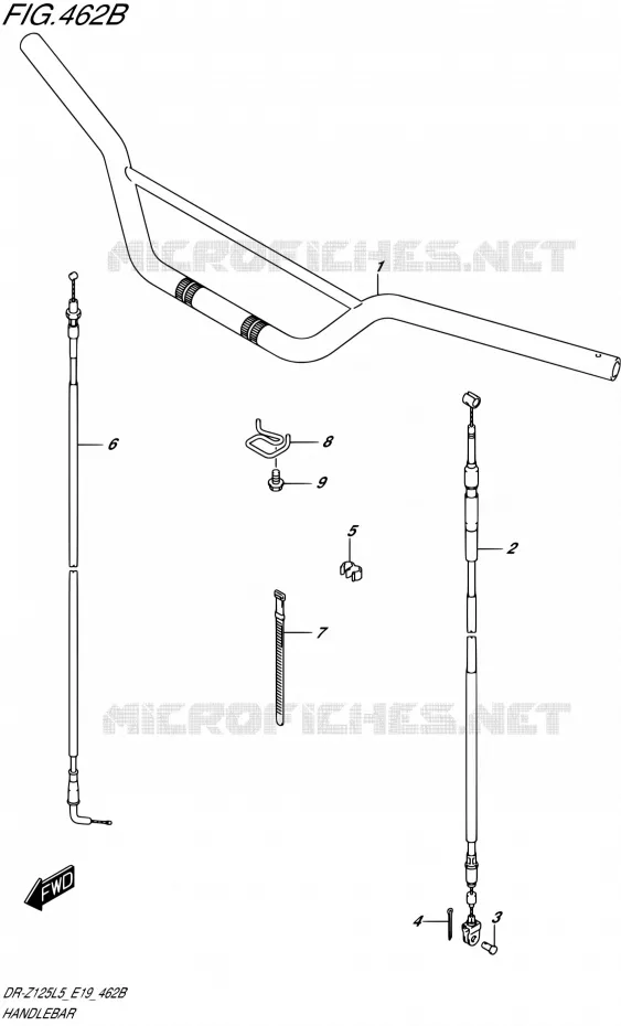GUIDON (DR-Z125LL5 E19) Suzuki MOTO 125 DR-Z 1995  DR-Z125L L5 (E19)