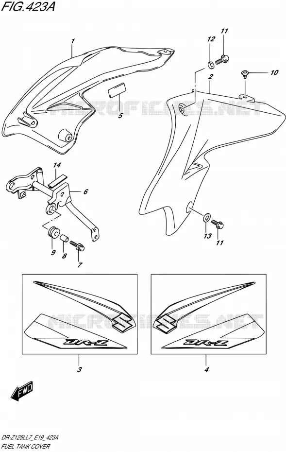 RESERVOIR D'ESSENCE - COUVERCLES Suzuki MOTO 125 DR-Z 2017  DR-Z125L L7 (E19)