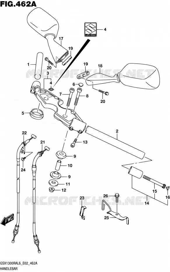 GUIDON (GSX1300RAL6 E02) Suzuki MOTO 1300 HAYABUSA 2016  GSX1300RA L6 (E19)