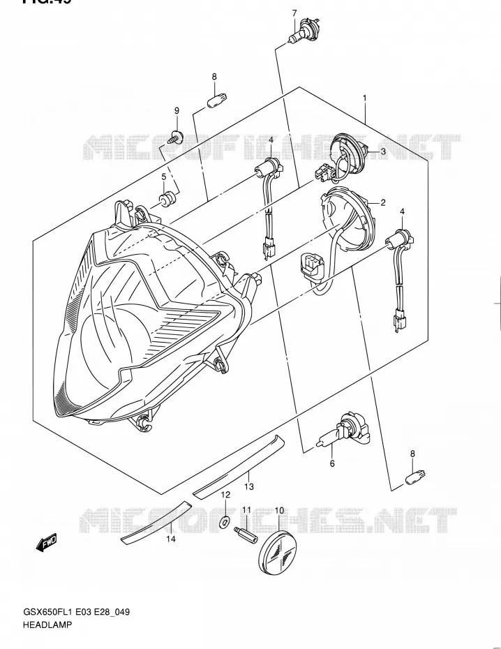 PHARE Suzuki MOTO 650 GSX-F 2011  GSX650F L1 (E03,E28,E33)