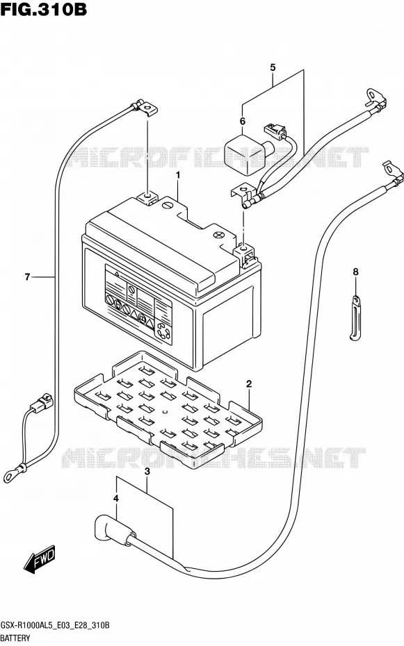 BATTERIE (GSX-R1000AL5 E28) Suzuki MOTO 1000 GSX-R 2015  GSX-R1000A L5 (E03,E28,E33)