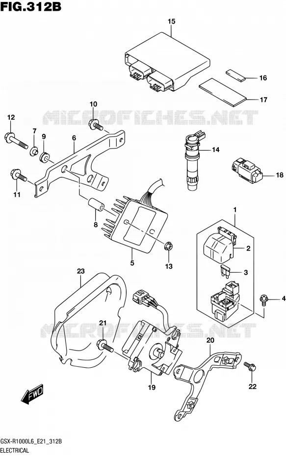 PARTIE ELECTRIQUE (GSX-R1000AL6 E21) Suzuki MOTO 1000 GSX-R 2016  GSX-R1000A L6 (E21)