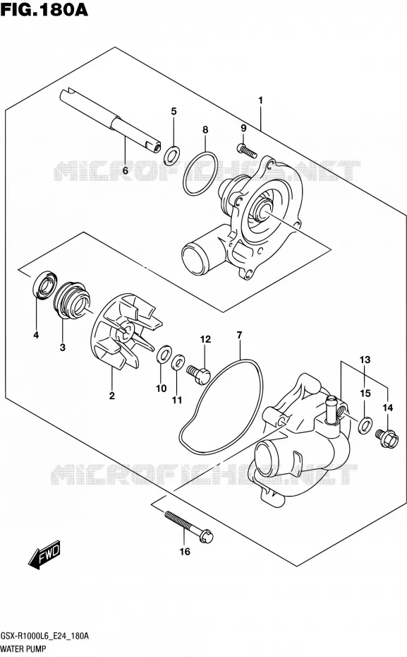 POMPE A EAU Suzuki MOTO 1000 GSX-R 2016  GSX-R1000A L6 (E24)