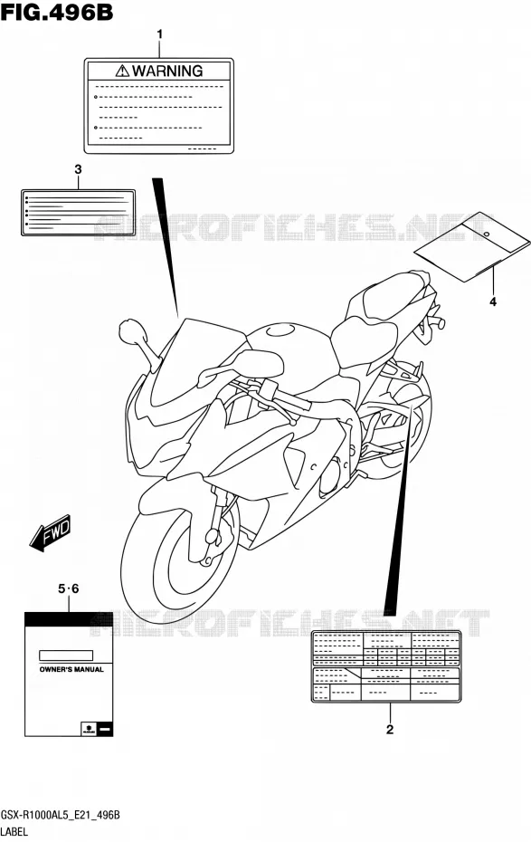 ETIQUETTE (GSX-R1000AUFL5 E21) Suzuki MOTO 1000 GSX-R 2015  GSX-R1000AUF L5 (E21)