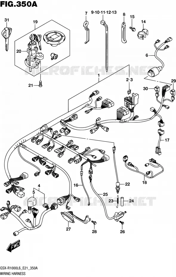FAISCEAU ELECTRIQUE (GSX-R1000L6 E21) Suzuki MOTO 1000 GSX-R 2016  GSX-R1000AUF L6 (E21)