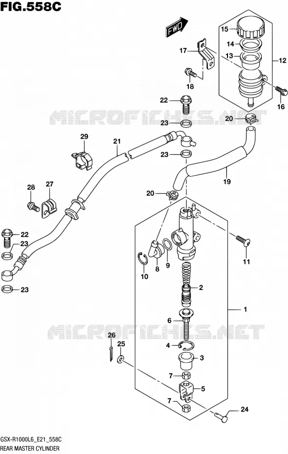 MAITRE CYLINDRE ARRIERE (GSX-R1000UFL6 E21) Suzuki MOTO 1000 GSX-R 2016  GSX-R1000AUF L6 (E21)
