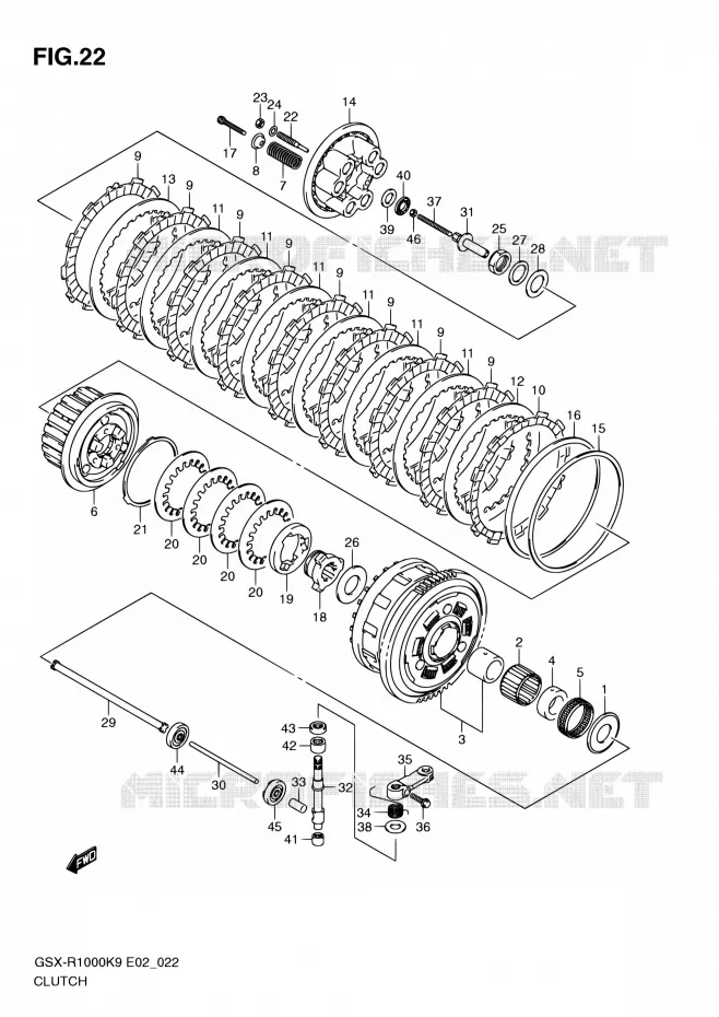 EMBRAYAGE Suzuki MOTO 1000 GSX-R 2010  GSX-R1000 L0/GSX-R1000Z L0 (E02,E14,E19,E24,E51,P37)