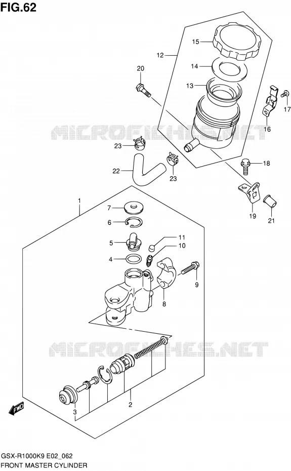 MAITRE CYLINDRE AVANT Suzuki MOTO 1000 GSX-R 2010  GSX-R1000 L0/GSX-R1000Z L0 (E02,E14,E19,E24,E51,P37)