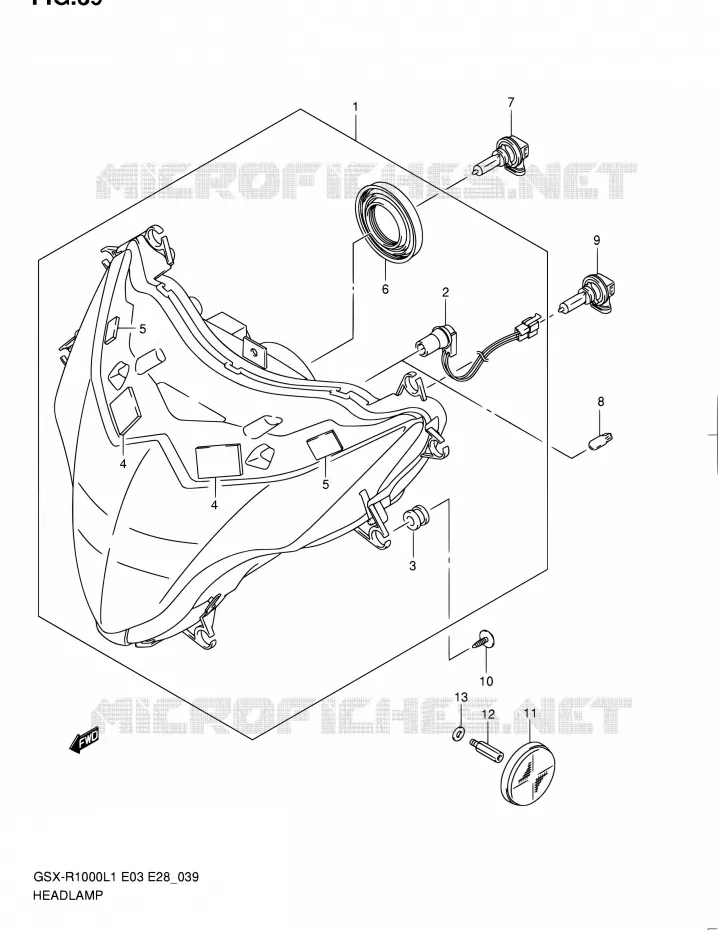 PHARE Suzuki MOTO 1000 GSX-R 2011  GSX-R1000 L1 (E03,E28,E33)